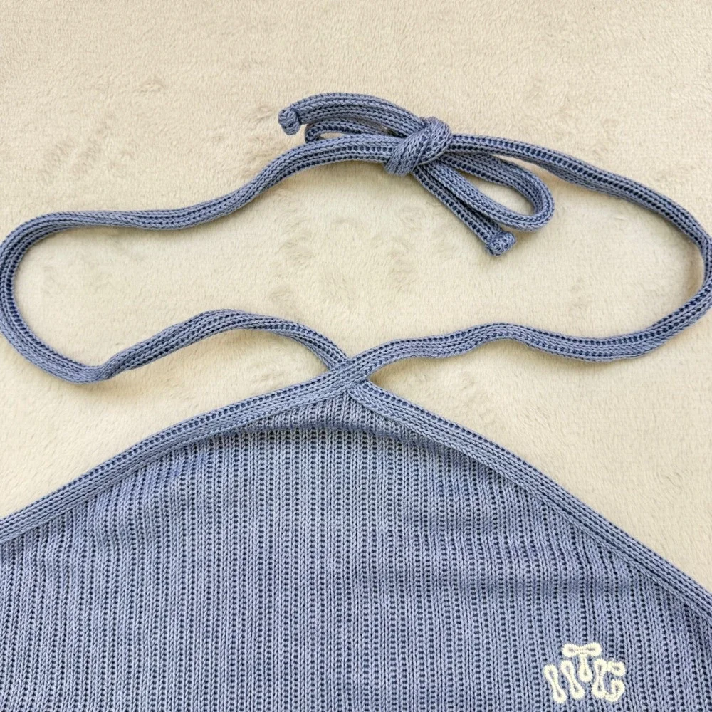 HONOR THE GIFT Dress Womens Blue 70s‎ Halter XXL Ribbed Side Party Streetwear